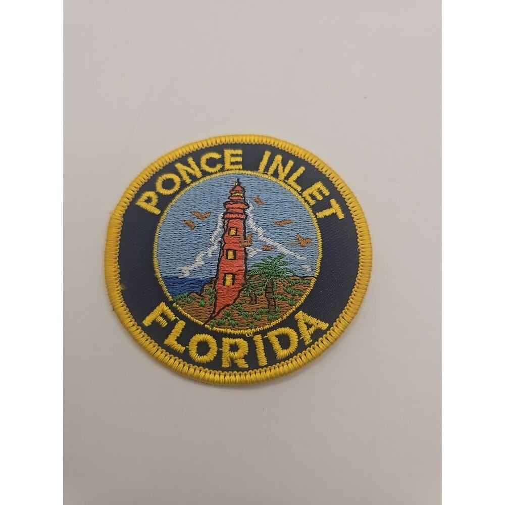 Embroidered Ponce‎ Inlet Florida Patch Lighthouse Souvenir Full Color Round 3"